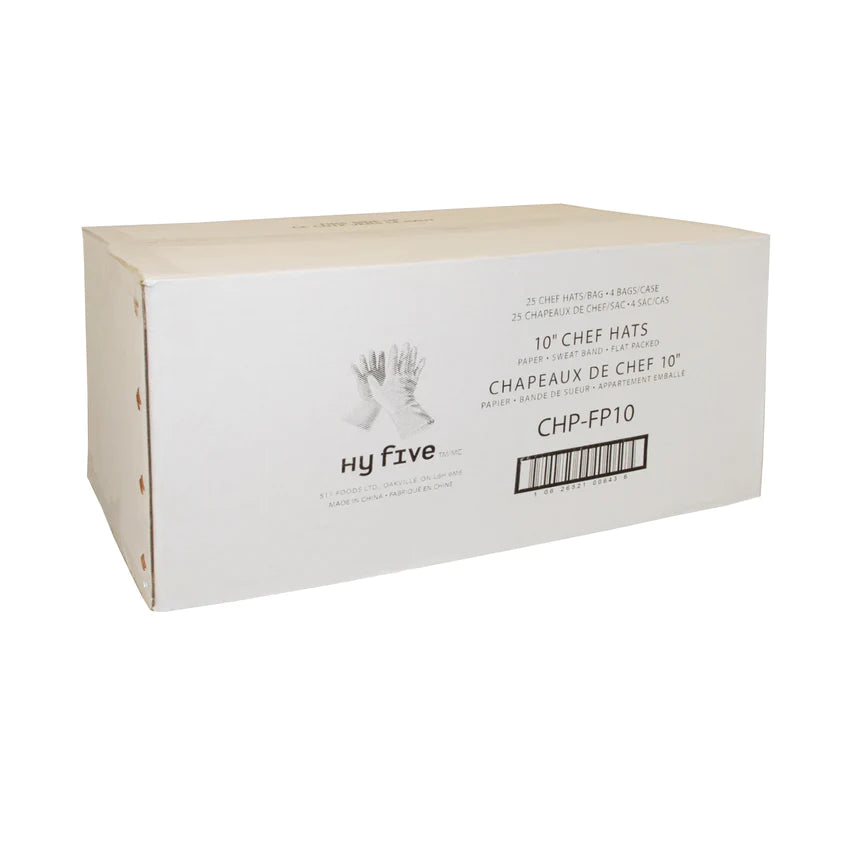 Hy Five 10" Chef Hat Paper Flat Pack CHP-FP10