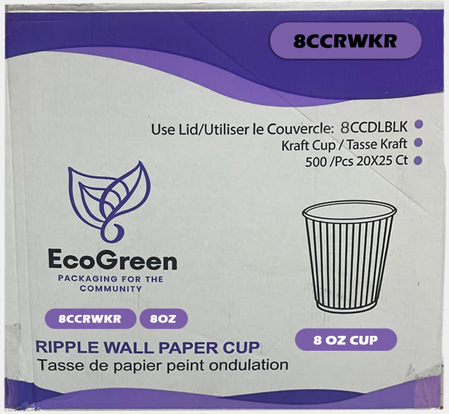 EcoGreen - 8oz Ripple Wall Paper Cup