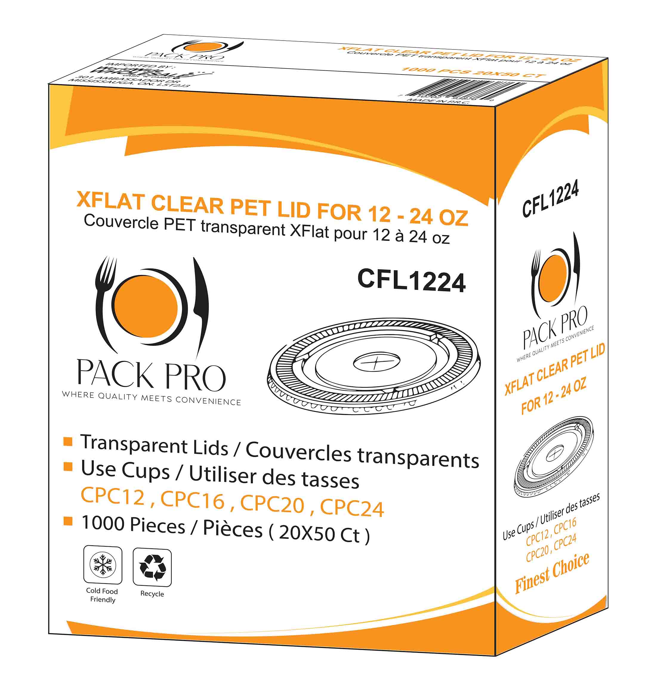 PackPro - 12-24oz Flat Lids For Clear Cups