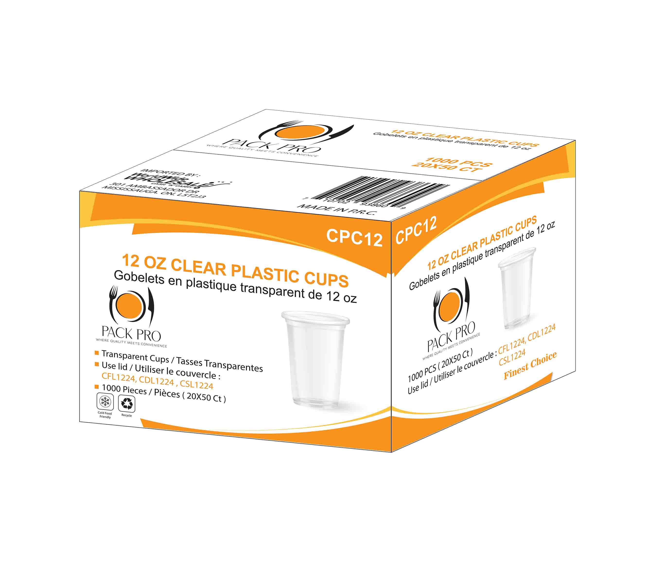 PackPro - 12 oz - clear cups - 50ct