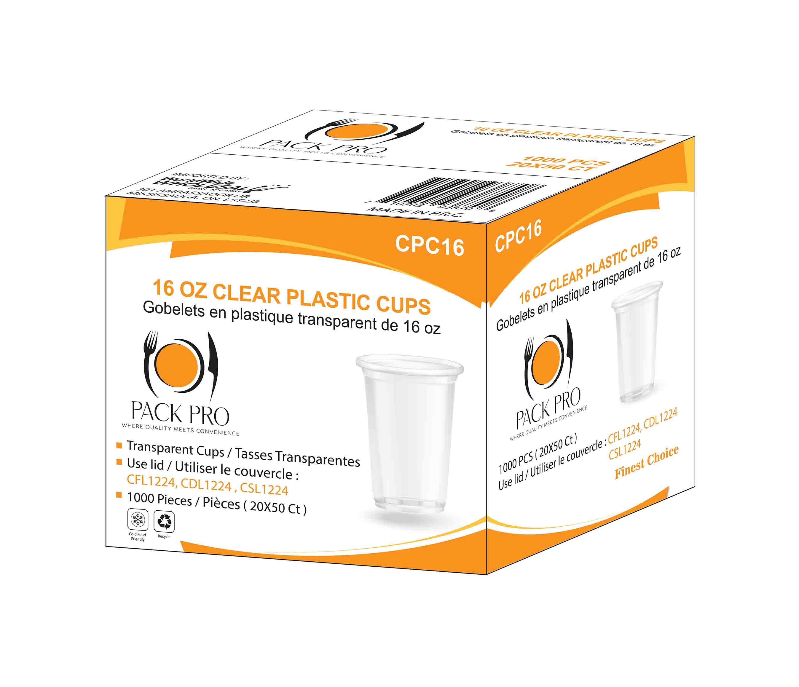 PackPro - 16oz clear cups - 50ct