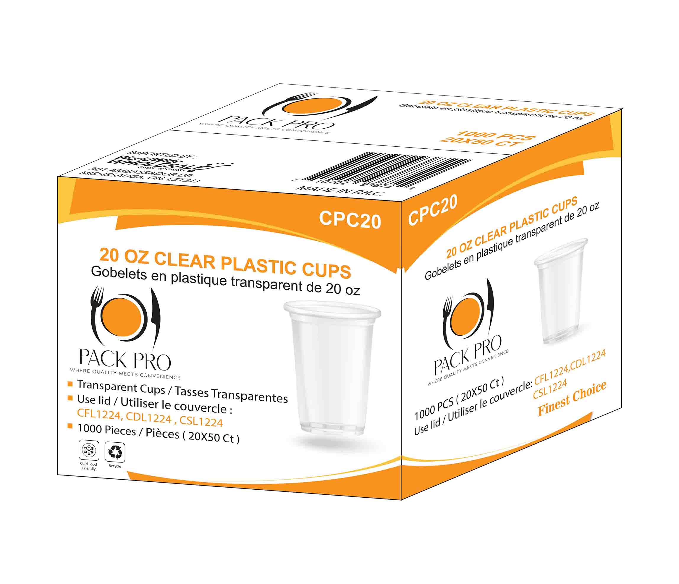 PackPro - 20oz clear cups - 50ct