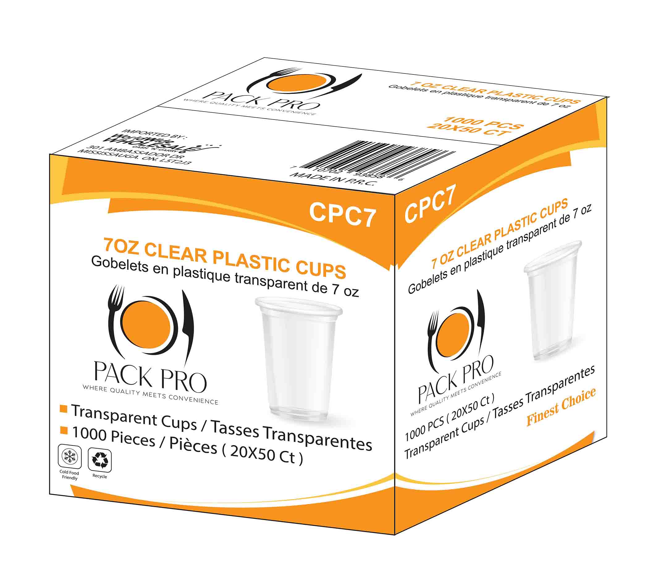 PackPro - 7oz clear cups - 50ct