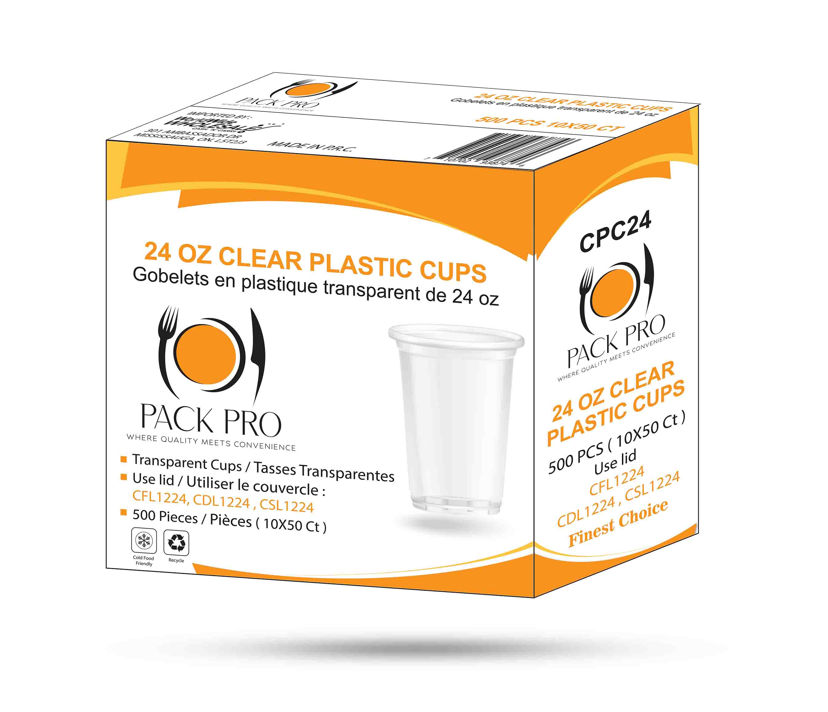 PackPro - 24oz Clear Cups - 50Ct