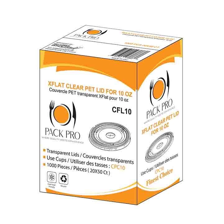 PackPro - XFlat Lids for Clear Cups for 10oz - 50ct