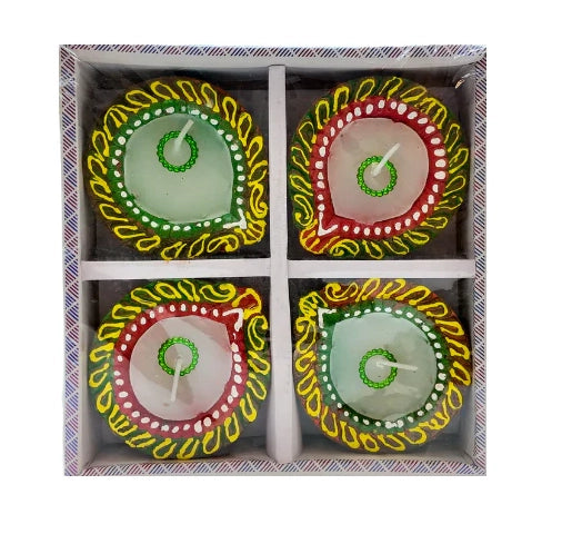Wax Diya - Fancy - 4/pk