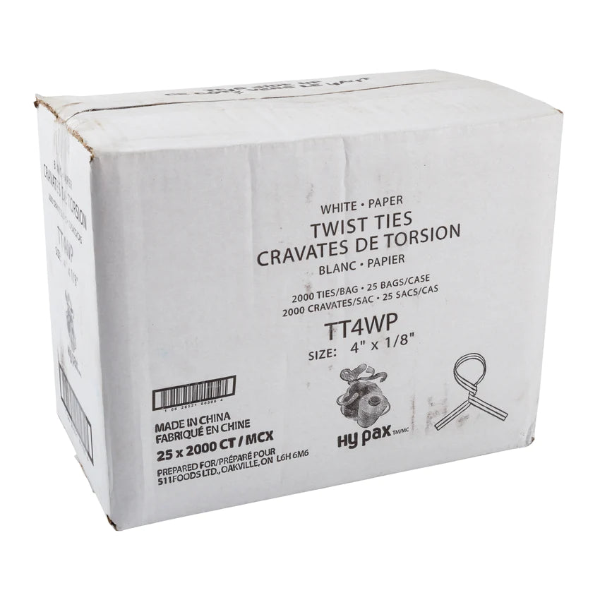 Hy Five - 4" Twist Ties - White TT4WP