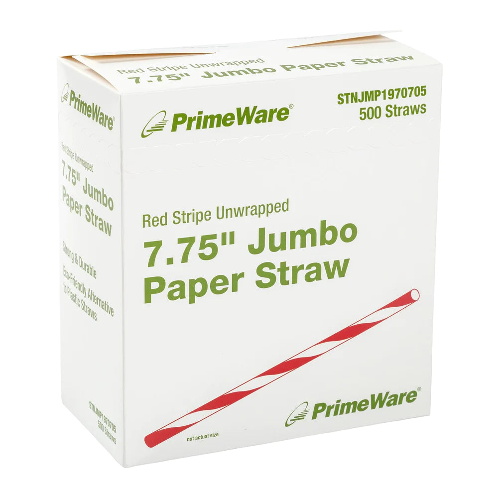Straw Jumbo 7.75" Unwrapped Red/White