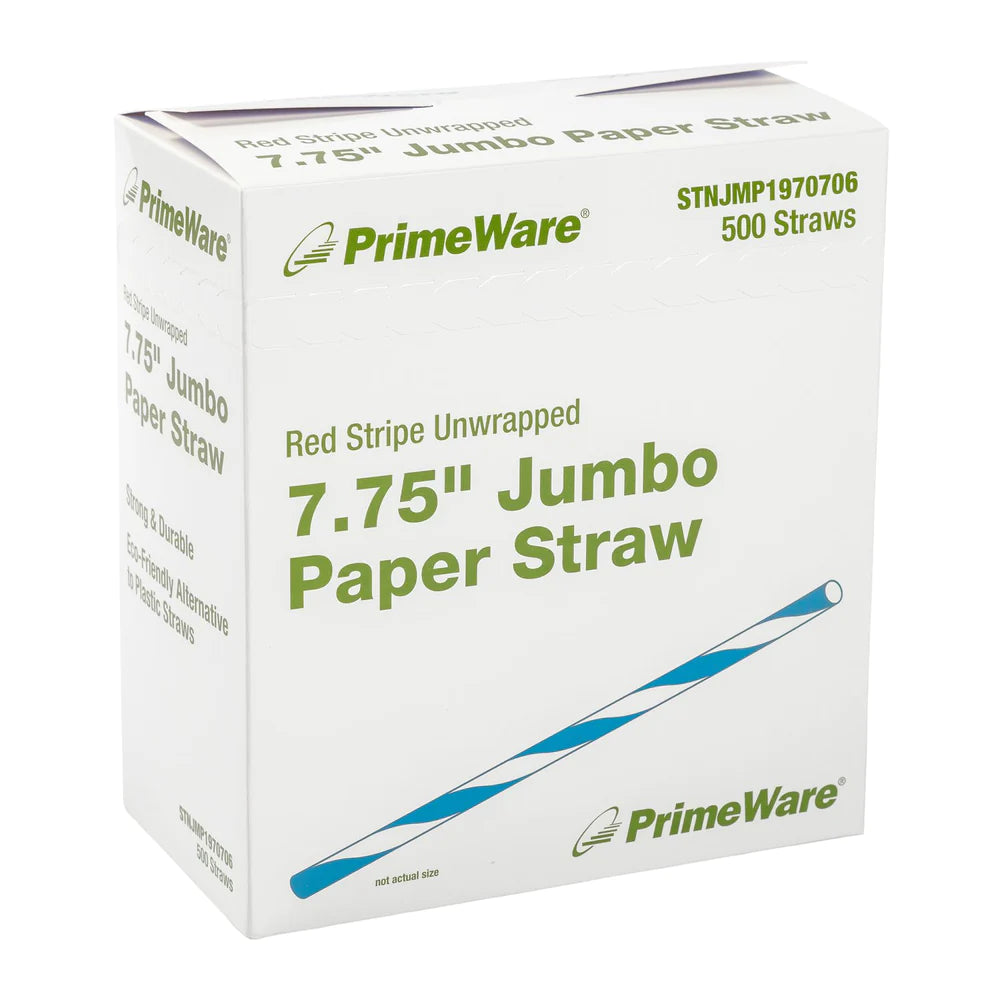 Straw Jumbo 7.75" Unwrapped Blue/White STNJMP1970706