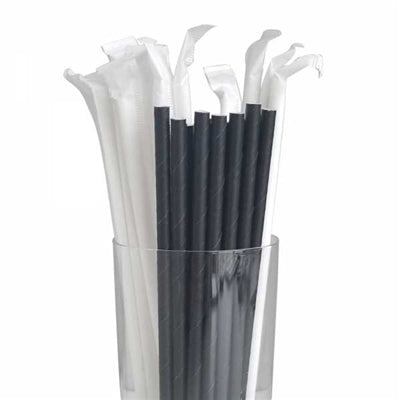 Straw Paper Black Wrapped - 8" (250Pcs)