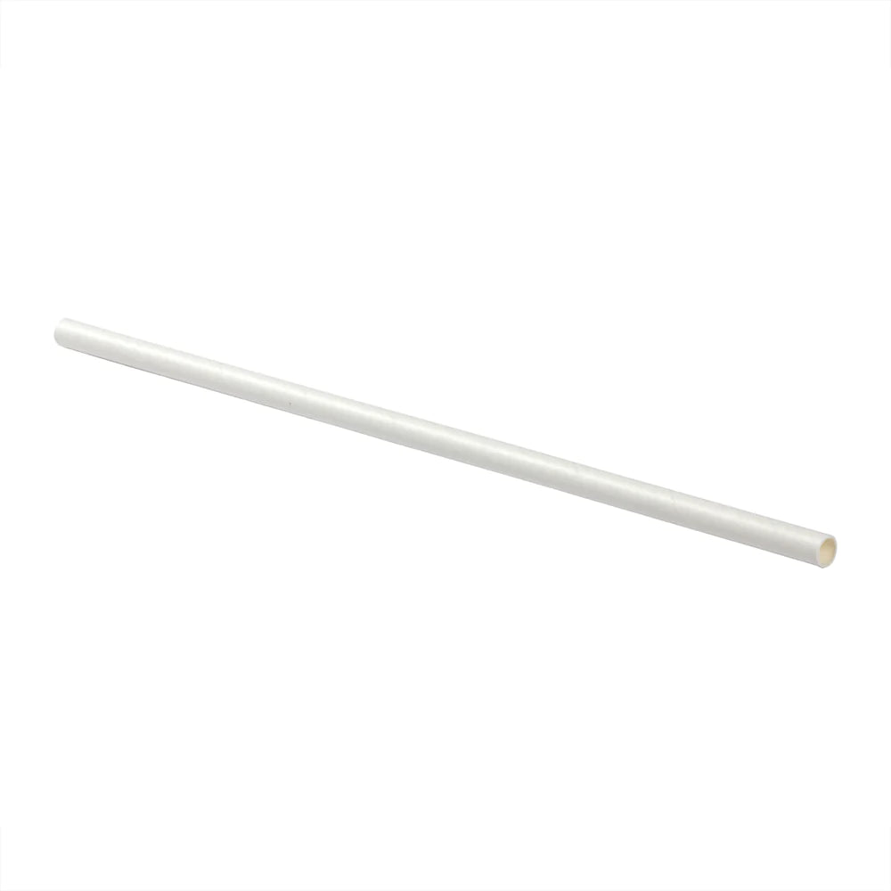 Hy Stix Straw Super Jumbo 7.75" White Paper Wrapped STRE-JB-775WT-PW