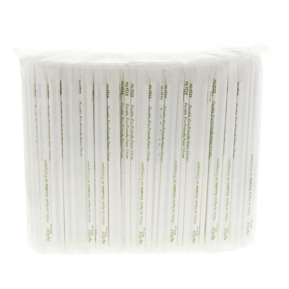 Hy Stix Straw Super Jumbo 7.75" White Paper Wrapped STRE-JB-775WT-PW