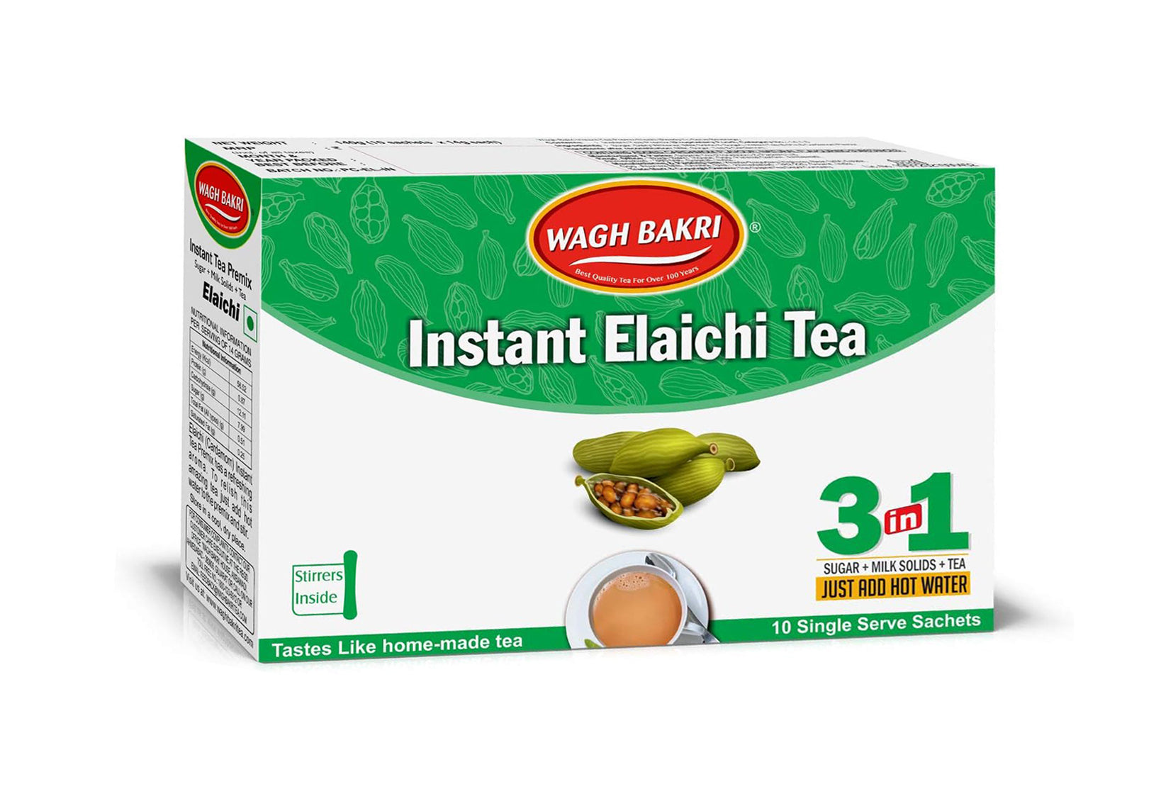Wagh Bakri - Instant Cardamom Tea - Unsweetened -140g