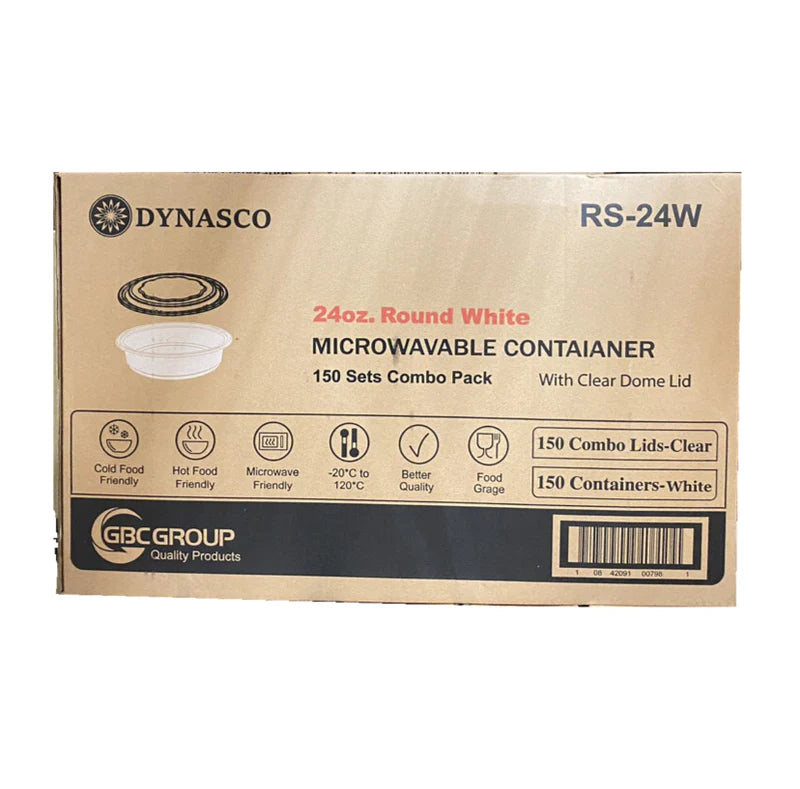 PPP/Dynasco - 24 Oz Round White Plastic Container - Combo
