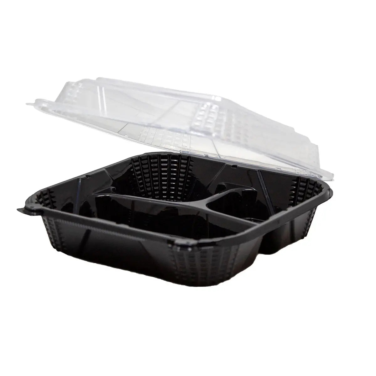 PPP - 9" Rectangular White 3 Compartment Plastic Container 32oz- Combo