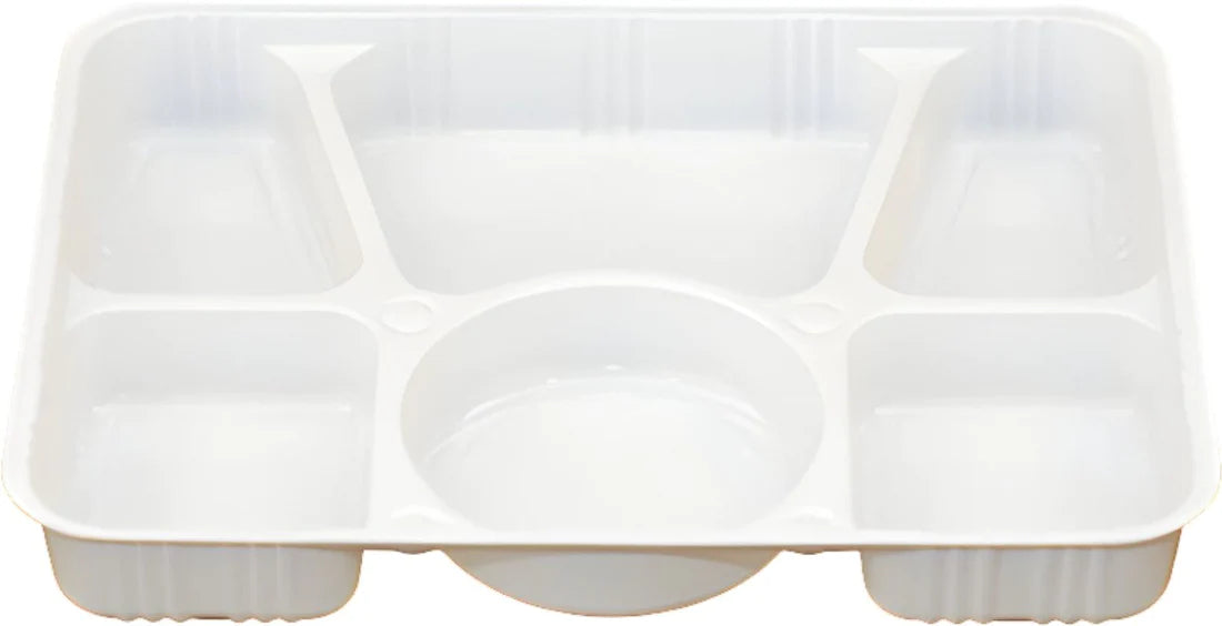 Plastic Plate - 6 Comp - White