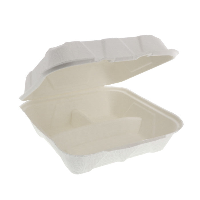 TenClouds - 9X9 Bagasse Clamshell Container - 3 Comp.