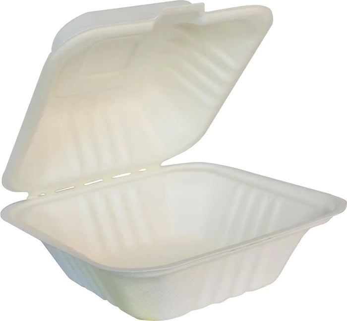 EcoGreen - 6X6X3 Bagasse Hinged Lid Container