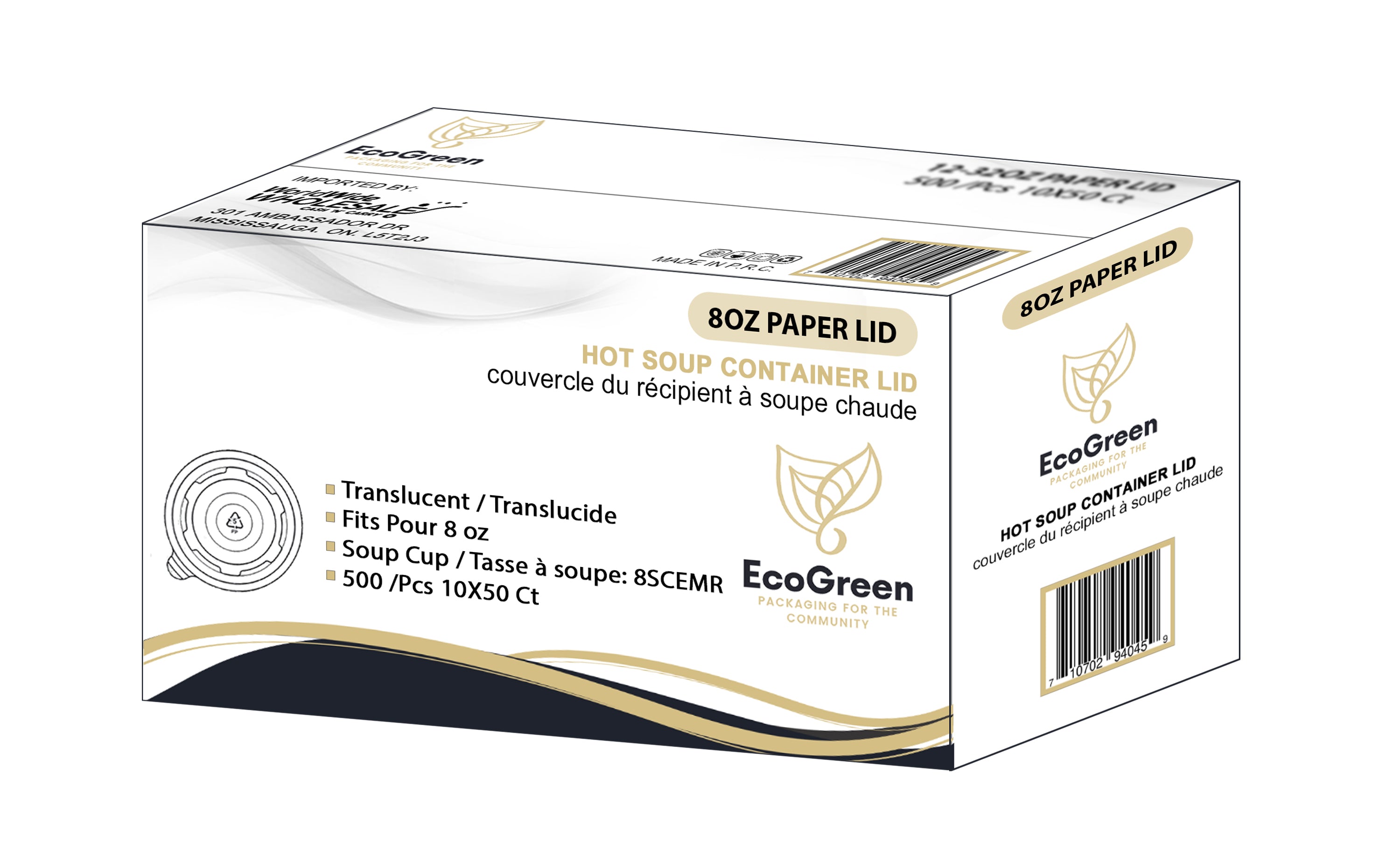 EcoGreen - 8 oz Lid For Paper Soup Bowl