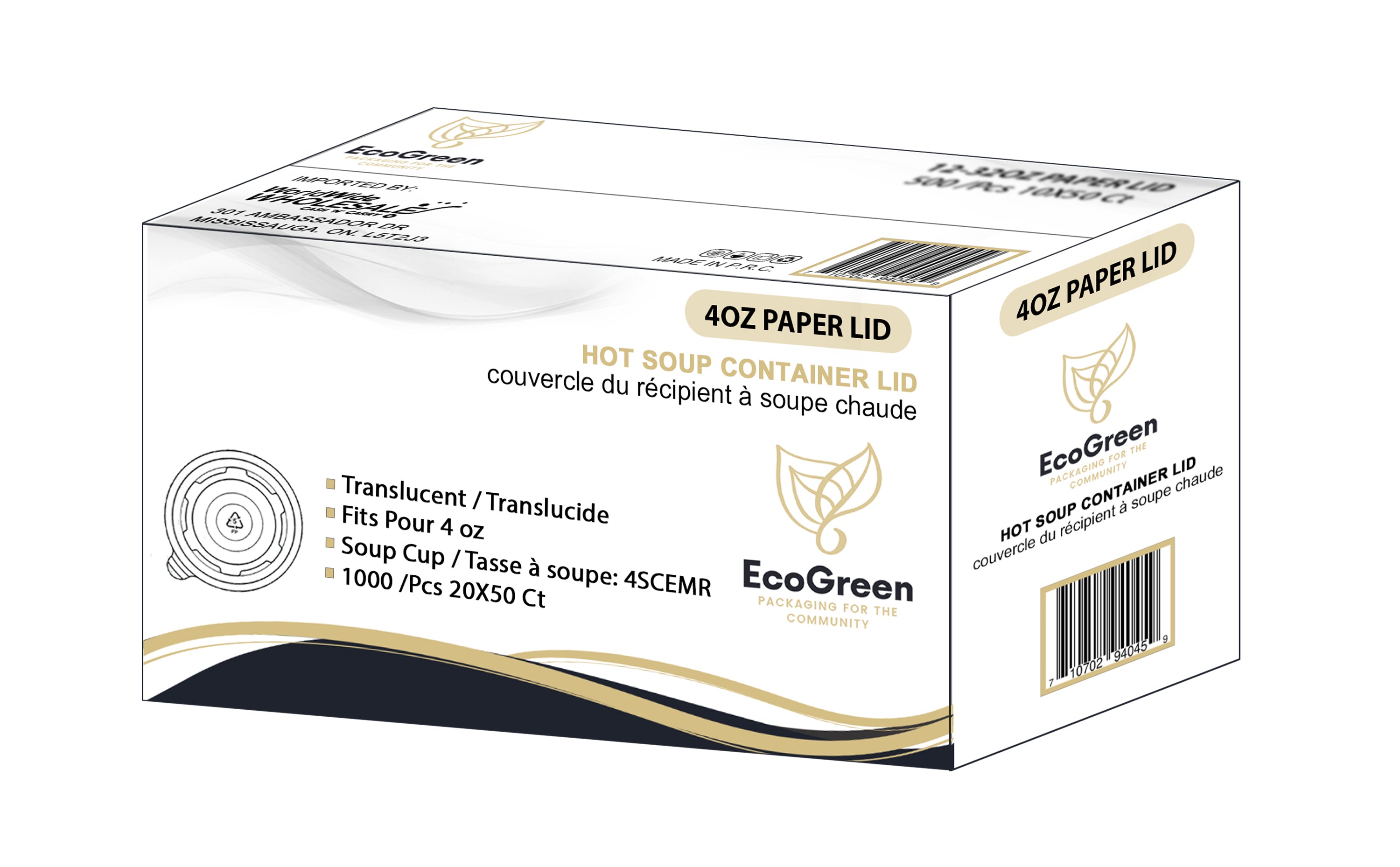 Ecogreen - 4 oz Lid For Paper Soup Bowl