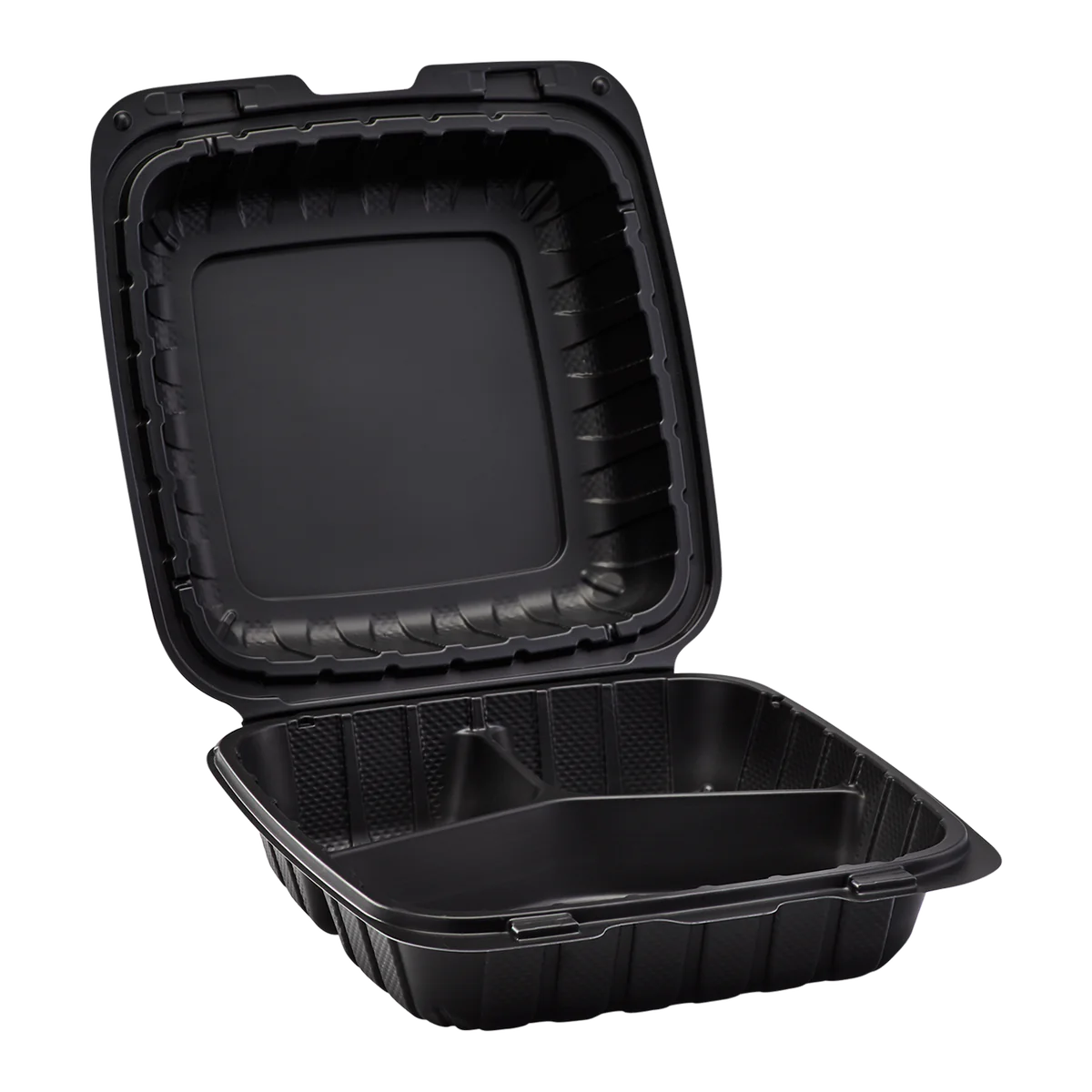 Gourmet - 9" 3 comp Plastic Takeout Containers - Black
