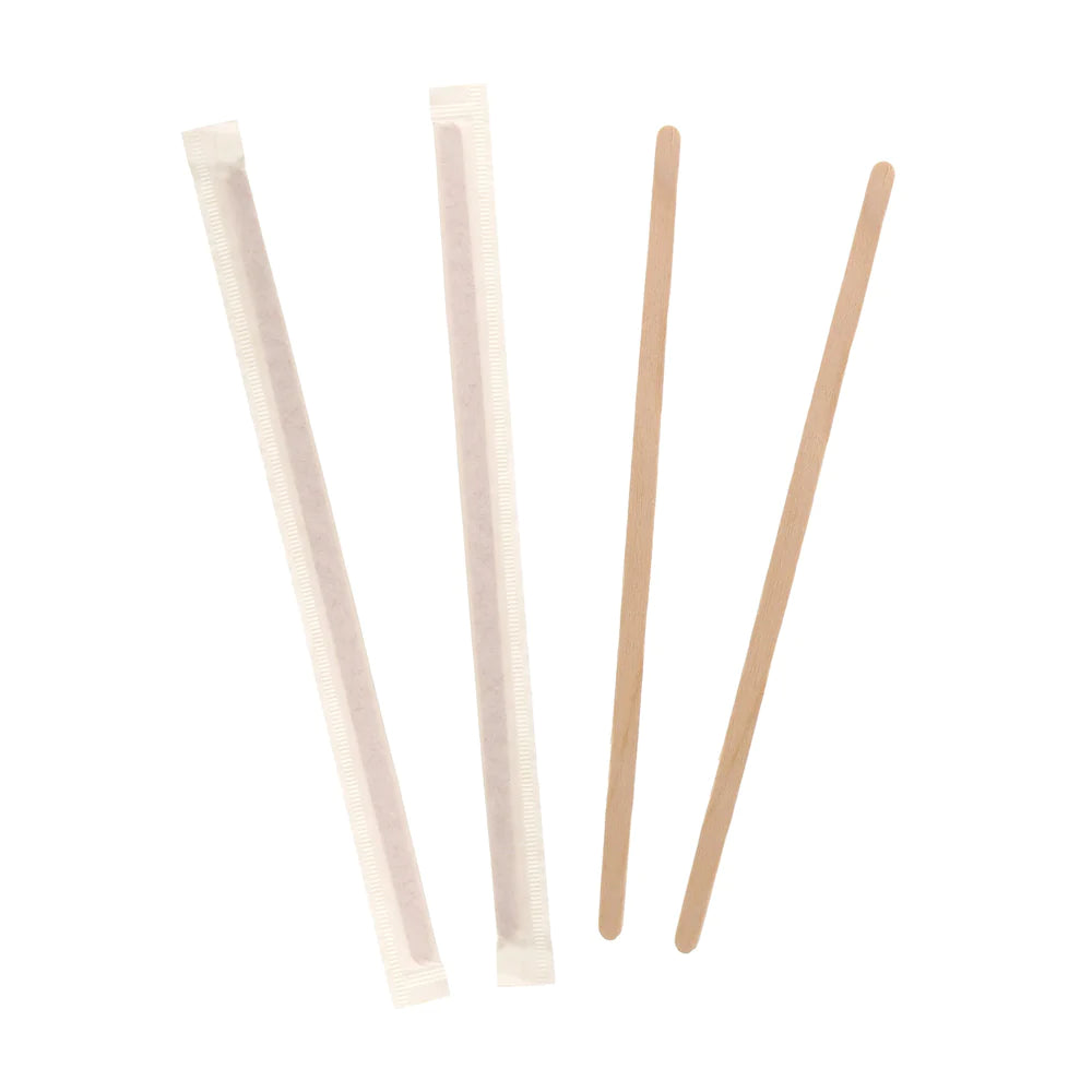 Hy Stix Stirrer Coffee Round End 7" Wrapped 80-414-PW-C