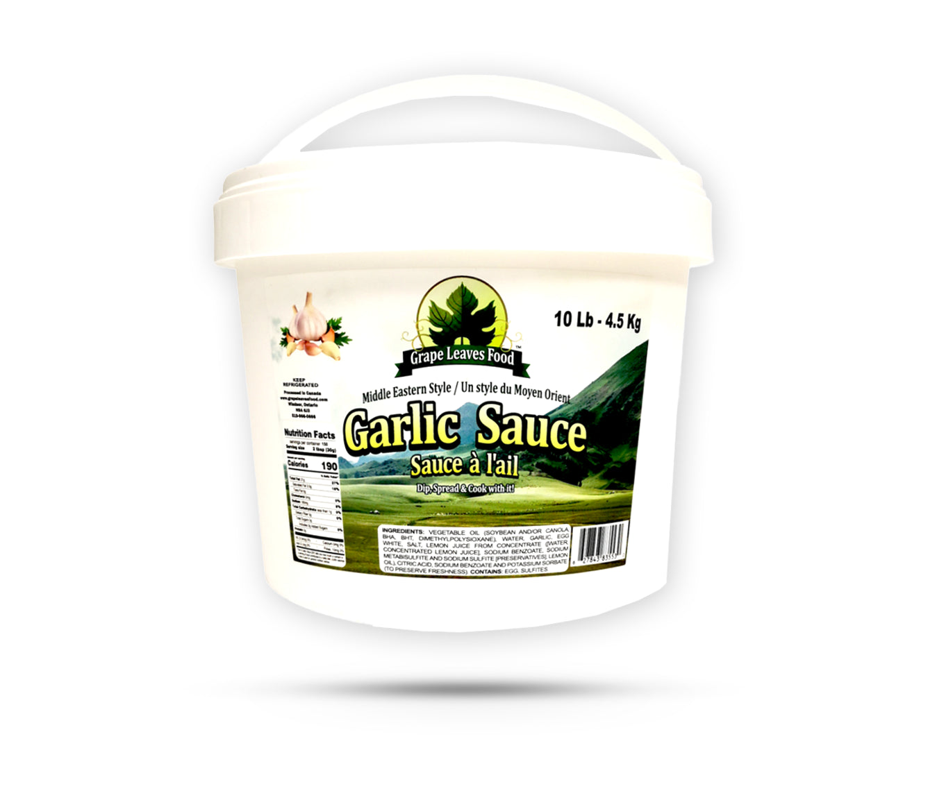 Grape Leaves - Garlic Sauce - 10Lb
