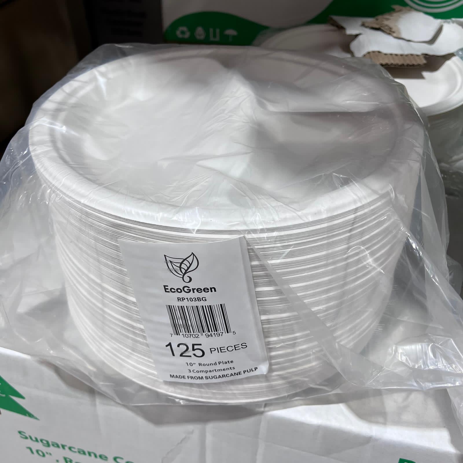 EcoGreen - 10" Bagasse Paper Plate - 3 Comp